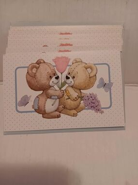 7 Vintage Rag Tag Teddies 1989 Greeting Note Cards Blank Morehead Inc.